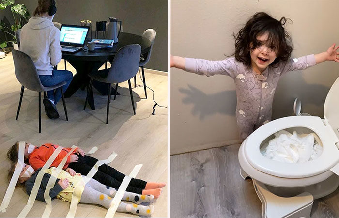 Karantinayı Evde Çocuklarıyla Birlikte Geçiren Ebeveynlerin Hallerini Gösteren 21 Fotoğraf